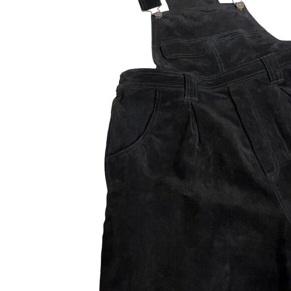 Vintage Don’t Stop black suede short overalls size L - Picture 11 of 16